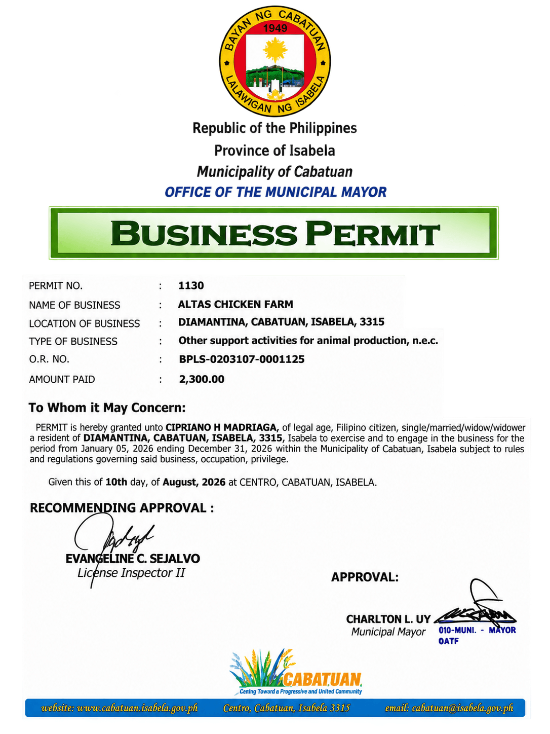 Mayor's Business Permit